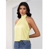 image:imageMakeMeChic Womens Summer Satin Silk Backless Halter Tank Tops High Neck Sleeveless Classy Cute Going Out TopLight Yellow