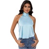 image:imageMakeMeChic Womens Summer Satin Silk Backless Halter Tank Tops High Neck Sleeveless Classy Cute Going Out TopMint Blue
