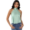 image:imageMakeMeChic Womens Summer Satin Silk Backless Halter Tank Tops High Neck Sleeveless Classy Cute Going Out TopMint Green