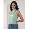 image:imageMakeMeChic Womens Summer Satin Silk Backless Halter Tank Tops High Neck Sleeveless Classy Cute Going Out TopMint Green