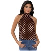 image:imageMakeMeChic Womens Summer Satin Silk Backless Halter Tank Tops High Neck Sleeveless Classy Cute Going Out TopPolka Dots Brown
