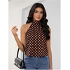 image:imageMakeMeChic Womens Summer Satin Silk Backless Halter Tank Tops High Neck Sleeveless Classy Cute Going Out TopPolka Dots Brown
