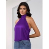 image:imageMakeMeChic Womens Summer Satin Silk Backless Halter Tank Tops High Neck Sleeveless Classy Cute Going Out TopPurple