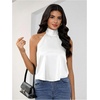 image:imageMakeMeChic Womens Summer Satin Silk Backless Halter Tank Tops High Neck Sleeveless Classy Cute Going Out TopWhite