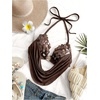 image:imageMakeMeChic Womens Summer Sequin Halter Crop Tank Top Y2k Sparkly Draped Backless Going Out TopsCoffee Brown