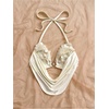 image:imageMakeMeChic Womens Summer Sequin Halter Crop Tank Top Y2k Sparkly Draped Backless Going Out TopsWhite