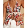 image:imageMakeMeChic Womens Tropical Halter Tank Tops Tie Backless Summer Boho Camisole Crop TopsMulticolor