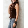 image:imageMakeMeChic Womens Velvet Mock Neck Vest Top Double Breasted Botton Sleeveless Vintage Tank TopsBrown
