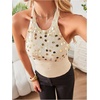 image:imageMakeMeChic Womens Y2K Sequin Halter Tank Top Going Out Sparkly Knit Cami Shirts Summer Sexy Sleeveless TopsApricot