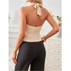 image:imageMakeMeChic Womens Y2K Sequin Halter Tank Top Going Out Sparkly Knit Cami Shirts Summer Sexy Sleeveless TopsApricot