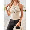 image:imageMakeMeChic Womens Y2K Sequin Halter Tank Top Going Out Sparkly Knit Cami Shirts Summer Sexy Sleeveless TopsApricot
