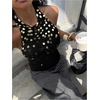 image:imageMakeMeChic Womens Y2K Sequin Halter Tank Top Going Out Sparkly Knit Cami Shirts Summer Sexy Sleeveless TopsBlack