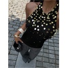 image:imageMakeMeChic Womens Y2K Sequin Halter Tank Top Going Out Sparkly Knit Cami Shirts Summer Sexy Sleeveless TopsBlack