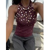 image:imageMakeMeChic Womens Y2K Sequin Halter Tank Top Going Out Sparkly Knit Cami Shirts Summer Sexy Sleeveless TopsBurgundy