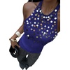 image:imageMakeMeChic Womens Y2K Sequin Halter Tank Top Going Out Sparkly Knit Cami Shirts Summer Sexy Sleeveless TopsDark Blue