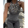 image:imageMakeMeChic Womens Y2K Sequin Halter Tank Top Going Out Sparkly Knit Cami Shirts Summer Sexy Sleeveless TopsGrey