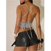 image:imageMakeMeChic Womens Y2k Fringe Cowl Neck Halter Top Backless Western Going Out Rave TopsSilver