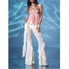 image:imageMakeMeChic Womens Y2k Halter Tops Backless Mesh Seashell Ruched Ruffle Summer Going Out TopPink B
