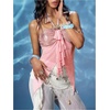 image:imageMakeMeChic Womens Y2k Halter Tops Backless Mesh Seashell Ruched Ruffle Summer Going Out TopPink B