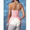 image:imageMakeMeChic Womens Y2k Halter Tops Backless Mesh Seashell Ruched Ruffle Summer Going Out TopPink B