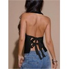 image:imageMakeMeChic Womens Y2k Party Satin Halter Top Tie Open Back Low Cut Fitted TopsBlack