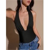 image:imageMakeMeChic Womens Y2k Party Satin Halter Top Tie Open Back Low Cut Fitted TopsBlack