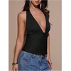 image:imageMakeMeChic Womens Y2k Party Satin Halter Top Tie Open Back Low Cut Fitted TopsBlack