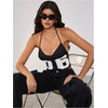 image:imageMakeMeChic Womens Y2k Tops Wolrd Cup Backless Jersey Shirts Summer Halter Draped Tank Crop TopsBlack
