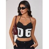 image:imageMakeMeChic Womens Y2k Tops Wolrd Cup Backless Jersey Shirts Summer Halter Draped Tank Crop TopsBlack