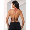 image:imageMakeMeChic Womens Y2k Tops Wolrd Cup Backless Jersey Shirts Summer Halter Draped Tank Crop TopsOrange