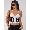 image:imageMakeMeChic Womens Y2k Tops Wolrd Cup Backless Jersey Shirts Summer Halter Draped Tank Crop TopsWhite Black