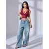 image:imageWomens Floral Lace V Neck Tank Sleeveless Scallop Date Night Crop TopsBurgundy