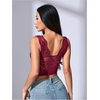 image:imageWomens Floral Lace V Neck Tank Sleeveless Scallop Date Night Crop TopsBurgundy