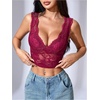 image:imageWomens Floral Lace V Neck Tank Sleeveless Scallop Date Night Crop TopsBurgundy