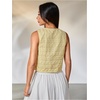image:imageWomens Floral Tie Front Vest Outerwear Sleeveless V Neck VestsYellow