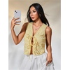 image:imageWomens Floral Tie Front Vest Outerwear Sleeveless V Neck VestsYellow