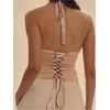image:imageWomens Sequin Sparkly Halter Tops Lace Up Backless Going Out Tank TopPink