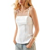 image:imageMAKEMECHIC Womens Camisole Square Neck Babydoll Tie Shoulder Sleeveless Summer Going Out TopsWhite