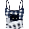 image:imageMAKEMECHIC Womens Plaid Cat Print Camisole Crop Tops Spaghetti Strap Sleeveless Cute Top Y2KBlack