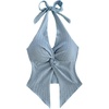 image:imageMakeMeChic Womens Backless Halter Tank Top Twist Sexy Cute Summer Going Out TopsLight Blue
