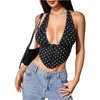 image:imageMakeMeChic Womens Cheetah Print Top Halter Corset Top Sexy Deep V Neck Going Out TopsPolka Dots