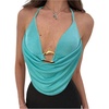 image:imageMakeMeChic Womens Cowl Neck Halter Rave Tops Y2k Backless Open Back Going Out TopsBlue