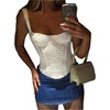 image:imageMakeMeChic Womens Floral Lace Tank Crop Tops Sleeveless Fitted Going Out Bustier CorsetWhite