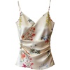 image:imageMakeMeChic Womens Floral Satin Wrap Camisole V Neck Ruched Spaghetti Strap Dressy Elegant TopsMulticolor