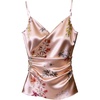 image:imageMakeMeChic Womens Floral Satin Wrap Camisole V Neck Ruched Spaghetti Strap Dressy Elegant TopsPink