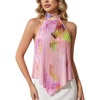 image:imageMakeMeChic Womens Halter Top Graphic Pleated Sleeveless Open Back Summer Y2K Tank TopsMulticolor