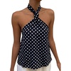 image:imageMakeMeChic Womens Halter Tops White Going Out Backless Cute Summer Criss Cross Classy Night Out TopsBlack and White