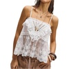 image:imageMakeMeChic Womens Lace Sheer Camisole Tops Ruffle Backless Scalloped Boho Vacation Tank TopsWhite