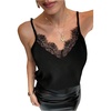 image:imageMakeMeChic Womens Lace Trim Tank Tops Camisole Spaghetti Strap Sleeveless Contrast Cami TopBlack