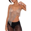 image:imageMakeMeChic Womens Metal Chain Strap Halter Crop Top Asymmetrical Open Back Party Night Out TopsSilver